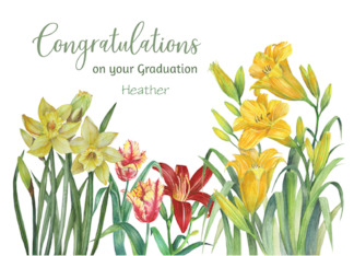 For Heather on Graduation Custom Spring Flowers Watercolor Painting