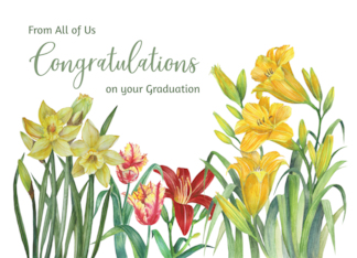 From All of Us on Your Graduation Spring Flowers Watercolor Painting
