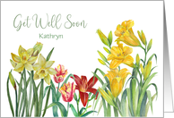 For Kathryn Get Well Soon Custom Spring Flowers Watercolor Painting card