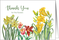 Thank You for The Flowers Spring Blooms Watercolor Floral Painting card