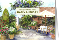 For Father in Law on Birthday Terrace of Manor House York Watercolor card