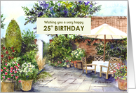 For 25th Birthday Terrace of Manor House Garden Watercolor Painting card