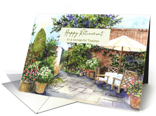 For Teacher on Retirement Custom Terrace of Manor House Painting card