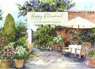 For Teacher on Retirement Custom Terrace of Manor House Painting