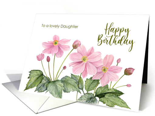 For Daughter on Birthday Pink Japanese Anemone Watercolor... (1832276)