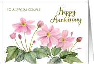 For Special Couple on Anniversary Japanese Anemone Flower Painting card