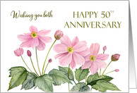 General 50th Wedding Anniversary Japanese Anemone Flower Painting card
