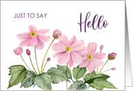 Just to Say Hello Watercolor Japanese Anemone Flower Illustration card