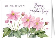 General Happy Mothers Day Watercolor Pink Japanese Anemone Painting card