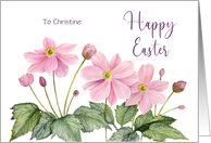 For Christine on Easter Custom Watercolor Pink Japanese Anemone card