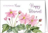 For Nurse on Retirement Watercolor Pink Japanese Anemone Painting card