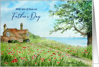 General Happy Fathers Day Poppy Field Watercolour Landscape Painting card