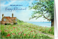 From Both of Us on Retirement Poppy Field Watercolor Coastal Painting card