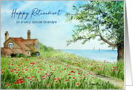 For Grandpa on Retirement Custom Poppy Field Watercolor Painting card
