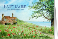 For Friend on Easter Custom Poppy Field Landscape Watercolor Painting card