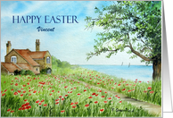 For Vincent on Easter Custom Poppy Field Landscape Watercolor Painting card