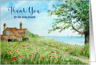 Thank You for The Brunch Poppy Field Seaside Watercolor Landscape card