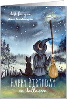 For Great Granddaughter Halloween Birthday Custom Black Cat Witch card