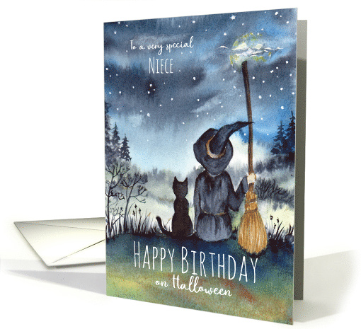For Niece on Halloween Birthday Black Cat and The Witch... (1859204)