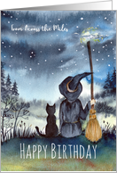 From Across the Miles on Birthday Black Cat and The Witch Watercolor card