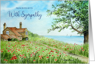 Sympathy from Both of Us Poppy Field Coastal Landscape Watercolor card