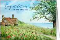 Congratulations on Your Graduation Poppy Field Landscape Painting card