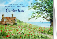 To Grandson on Graduation Custom Poppy Field Landscape Painting card
