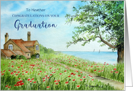 To Heather on Graduation Custom Poppy Field Landscape Painting card