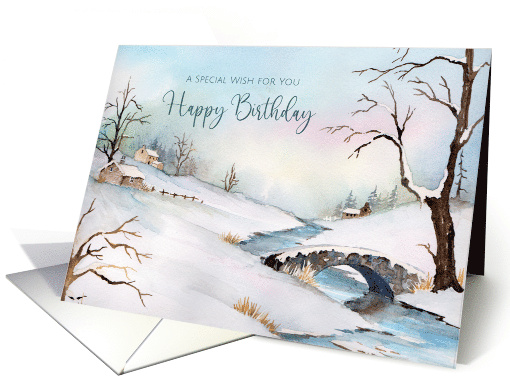 General Happy Birthday Snowy Bridge Winter Scene... (1871002)