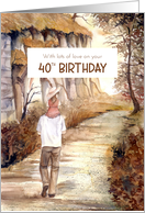 For 40th Birthday Autumn Trail Woodland Landscape Scenery card