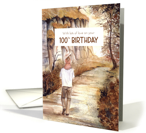 For 100th Birthday Autumn Trail Woodland Landscape Scenery card