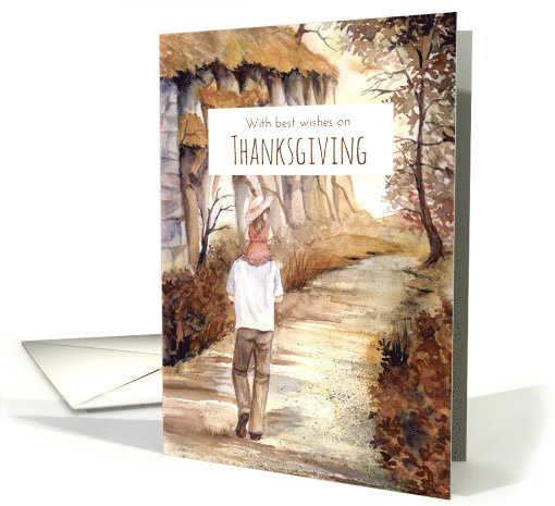 General Thanksgiving Autumn Trail Woodland Landscape Scenery card