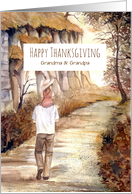 For Grandma and Grandpa Custom Thanksgiving Autumn Trail Woodland card