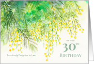 For Daughter in Law on 30th Birthday Custom Yellow Mimosa Painting card