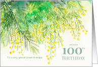 For Great Grandpa on 100th Birthday Custom Yellow Mimosa Painting card