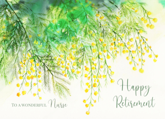 For Nurse on Retirement Yellow Mimosa Watercolor Flower Painting
