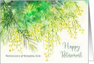 General Happy Retirement Yellow Mimosa Watercolor Flower Painting card