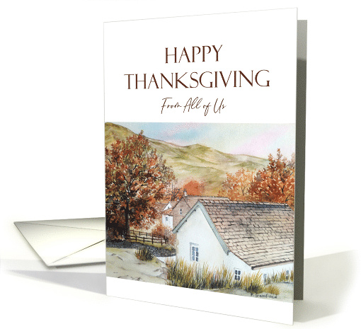 From All of Us on Thanksgiving Buttermere Village Autumn Scene card
