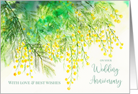 Congratulations on Wedding Anniversary Watercolor Yellow Mimosa card