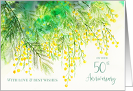General 50th Wedding Anniversary Wishes Yellow Mimosa Flowers card