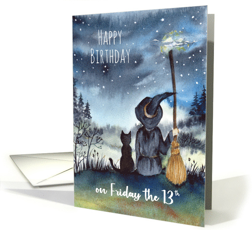Happy Birthday on Friday the 13th Black Cat and Witch... (1898234)