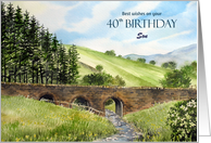 For Son on 40th Birthday Custom Scawgill Bridge Cumbria England card
