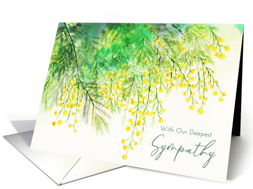 Sympathy from Both of Us Yellow Mimosa Watercolor Flower Painting card