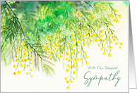 Sympathy from Both of Us Yellow Mimosa Watercolor Flower Painting card