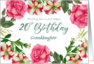 For Granddaughter on 20th Birthday Custom Petunia Rose Wreath card