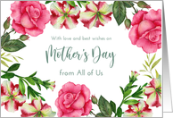 From All of Us on Mothers Day Petunia Rose Floral Wreath Illustration card