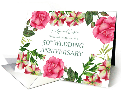 For Couple 50th Wedding Anniversary Petunia Rose Wreath... (1911792)