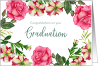 Congratulations on Your Graduation Petunia Rose Wreath Illustration card