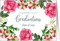 For Class of 2025 on Graduation Custom Petunia Rose Wreath card