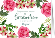 For Daughter on Graduation Custom Petunia Rose Wreath card